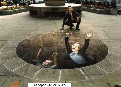 poze 3D pe asfalt - poze 3D in mijlocul bulevardului - poze funny